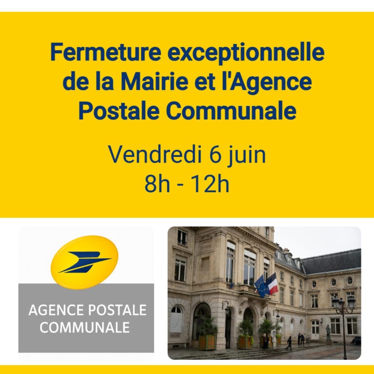 Fermeture Mairie et Agence Postale Communale